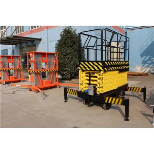 Buy cheap Manual Pull Handle Mobile Boom Lift Hydraulic Scissor Lifter With Full Handrail from wholesalers