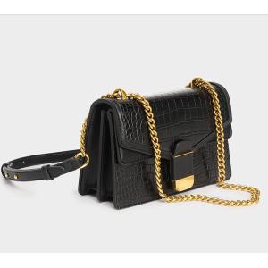 Buy cheap Removable Strap PU Shoulder Bag 23cm 9cm Black Crocodile Shoulder Bag from wholesalers