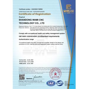 SHANDONG WAMI CNC TECHNOLOGY CO.LTD Certifications