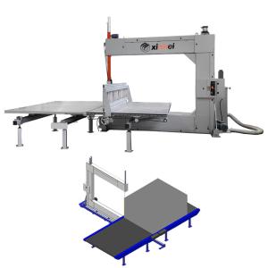Buy cheap Four Guide Wheels Vertical Knife Sponge Cutting Machine With Hand Moving Aluminum Work Table High Cutting Accuracy Cutting Sponge Into Block And Strip Efficiency And Reliability Reducing Downtime from wholesalers