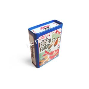 Printed Sliding Lid Small Metal Rectangular Tin Can With Printing And Embossing