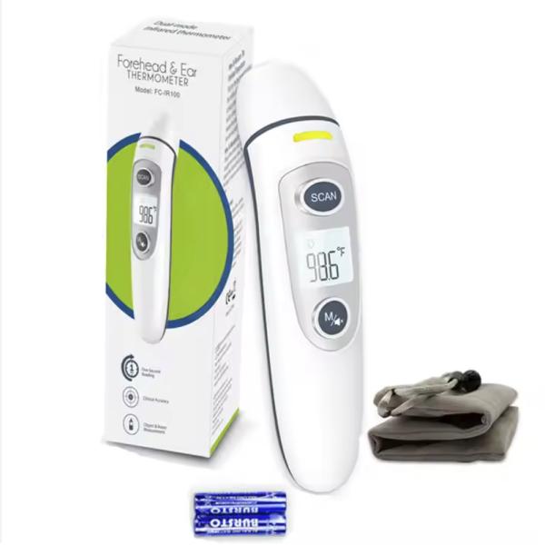 Ultra Precise Forehead Ear Thermometer With 3 Color Backlight FDA Approved