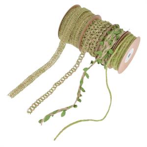 Buy cheap Leaf Dark Green Burlap Ribbon 2mm-15mm*10y Jute Wired Ribbon from wholesalers