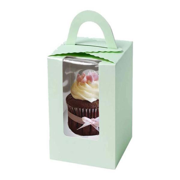 Quality single chocolate cupcake window box with hanger single muffin packagingbox for sale
