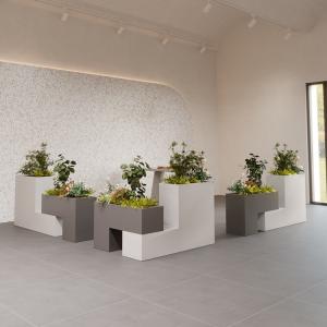 European style square stackable planter white metal flower pot