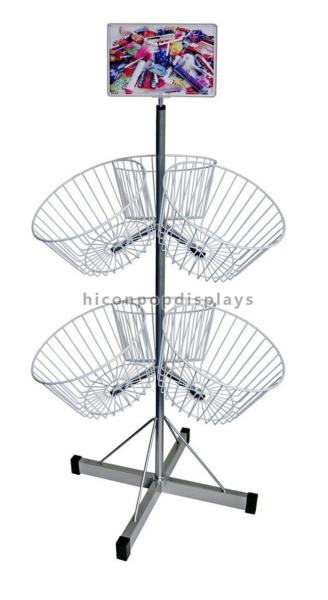 Buy cheap Retail Shop Flooring Display Stands Wire Metal Floor Display 3-Layer With 6 Dump Bins from wholesalers