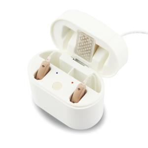 BTE Mini Rechargeable Hearing Aids Dual Microphone Beige White