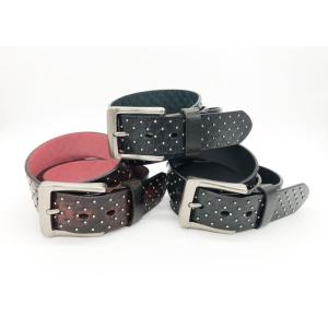 Buy cheap Custom Mens Leather Studded Belt 3.8cm Width With Embossing Pattern from wholesalers