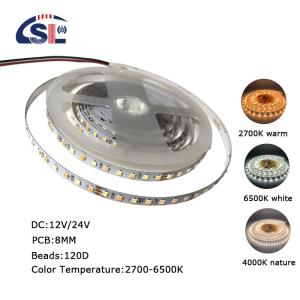 Buy cheap Waterproof 12v24v 8mm 120leds 3000K-6500K CCT Dual Color COB SMD2835 LED Strip Light from wholesalers