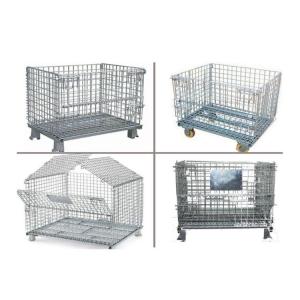 China Portable Stackable Storage Cages , Folding Wire Mesh Container Sizes Custom on sale