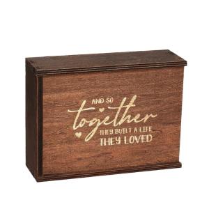 Buy cheap Creative wooden wedding accompaniment gift box souvenir storage box burnt color pull-out wooden solid wood lettering retro  box from wholesalers