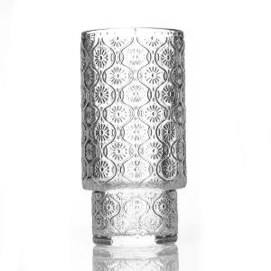 Buy cheap Retro Crystal Clear Coffee Drinking Glasses Cup Ripple Glassware Embossed from wholesalers