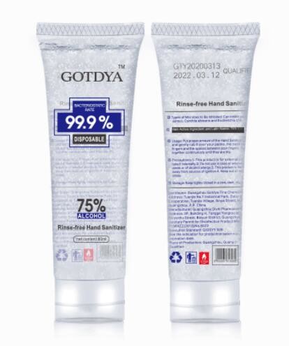 Quality 80ml Antiviral Instant Hand Gel 75% Alcohol Quick Dry Rinse Free Hand Sanitizer for sale