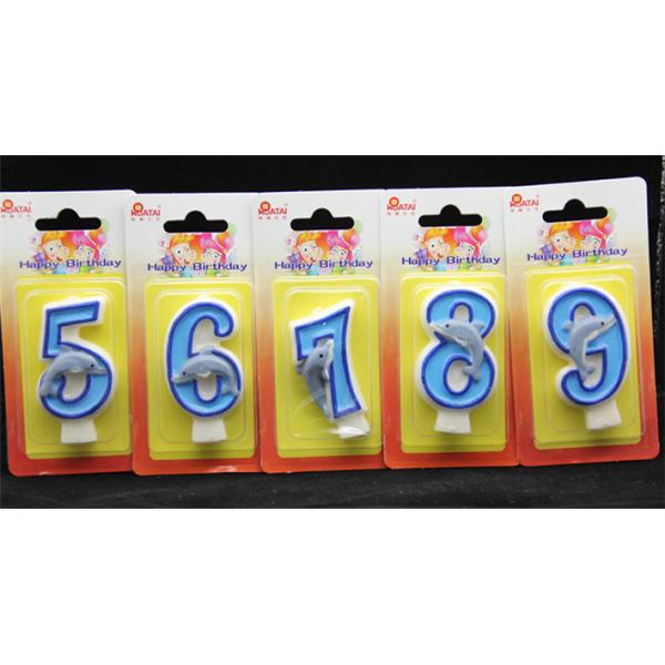 Quality Handmade Number Candle with Blue Edge and Blue Painted with little blue Dolphin for sale
