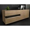 Buy cheap Simple Modern Wood Reception Desk L Shaped Corner Middle Groove Led Light from wholesalers