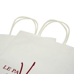 Buy cheap Wine Branded Paper Bags White Kraft Bags With Handles Pantone 221C Printing from wholesalers