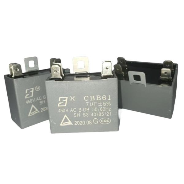 Quality Ac Motor Start Capacitor CBB61 450V 7.0UF Four Quick-Connect Teriminals Straight Lug for sale