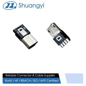 China Micro-USB Male Molding Cable-End Connector | 5-Pin to 4-Pin Cut Wire | Gold-Plated G/F | Electrical Wire Terminal Cable Connector on sale