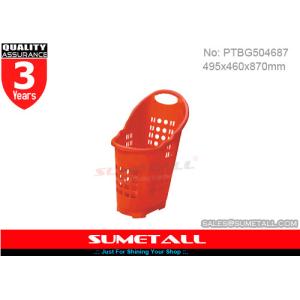 Buy cheap Supermarket / Grocery Store Plastic Shopping Baskets With Three 2.5 Inch PU Wheels from wholesalers