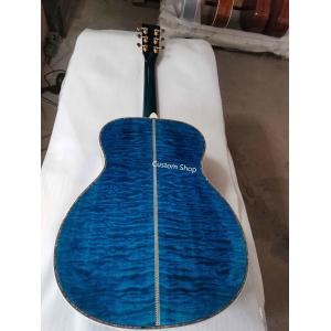 Buy cheap Custom 14 Frets Scalloped X Shaped Bracing OM Water Wave Top Full Abalone OM45 Blue Quilted Figured Maple Acoust from wholesalers