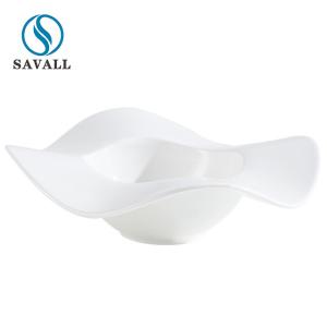 Buy cheap Wavy White Porcelain  Tableware Unique Pretty Cream Pasta Bowls from wholesalers