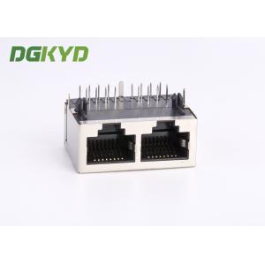 Buy cheap PCB mount 10 / 100 BASE 2 Port RJ45 Network Connector with Lan Transformer 100BASE from wholesalers