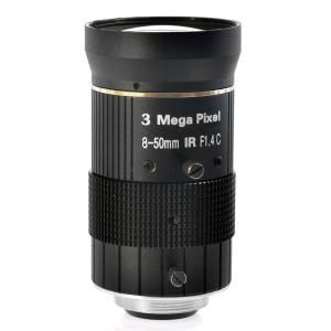 China Flat Image HD Megapixel Varifocal Lens 3.0MP 8-50mm F1.4 Manual IRIS Zoom Focus on sale