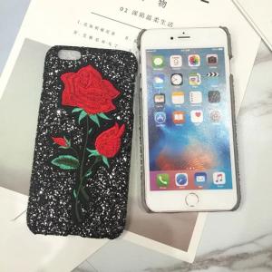 Sparkling Embroidery Roses Back Cover Cell Phone Case For iPhone 7 6s Plus