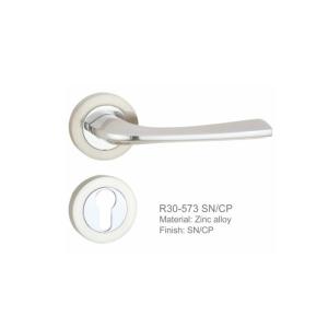 Chrome Plated Zinc Alloy Door Handle , Door Pull Handles Profile Cylinder 85mm