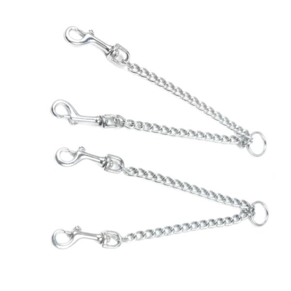 2 Way leash chain Dog Lead Metal Pets Choke Chain Heavy Duty Style Chrome Plated