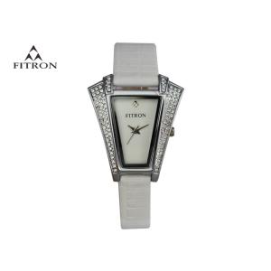 Buy cheap Trapezoidal Diamond Studded Watch , Unique Quartz Leather Watch Shatter Resistant from wholesalers