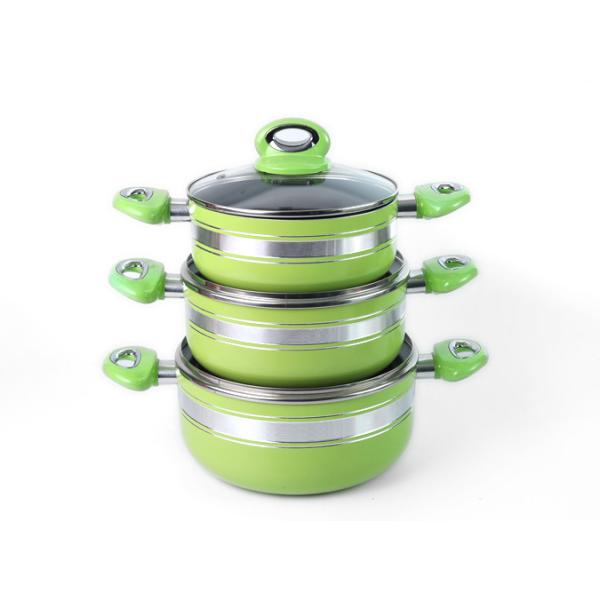 Quality Recyclable PFOA Free 3Pcs 40cm Aluminum Ceramic Stock Pot for sale