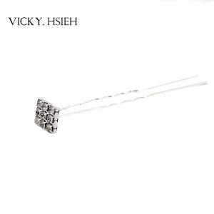 Buy cheap VICKY.HSIEH Silver Tone Square Crystal Rhinestone Pave Hair Pin from wholesalers