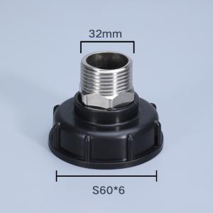 Black IBC Tank Adapter with S60X6 Thread to 1 2" 3 4" 1" Stainless Steel Hose