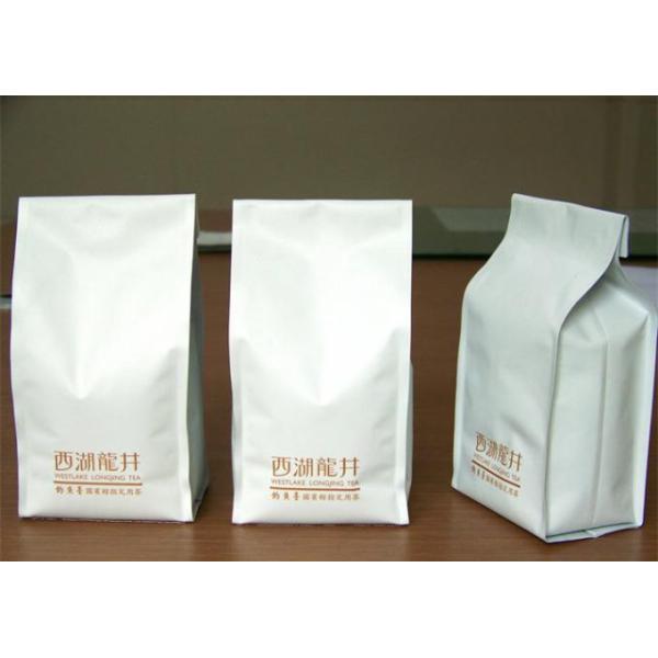 Ceramic Quad Seal Tea Packaging Pouches Stand Up Side Gusset