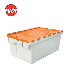 Buy cheap 600*400*265mm PP Stackable Nestable Plastic Moving Crate with Attached Lid and Storage from wholesalers
