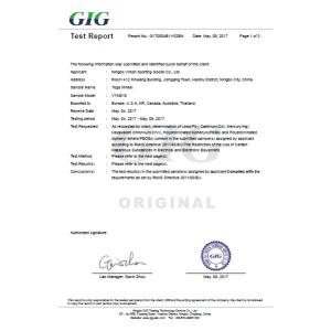 Ningbo Virson Sporting Good Co., Ltd Certifications