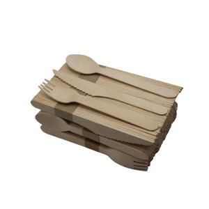China 100cm Birchwood Disposable Wooden Cutlery Set Customized Wrapped For Restaurant on sale