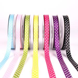 Polka Dots Printed Grosgrain Satin Ribbons For Wedding Decorations Bow Craft