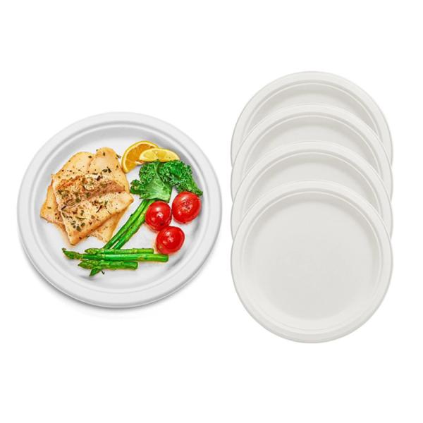 Buy cheap Microwaveable Eco Friendly Packaging Compostable Sugarcane Plates Biodegradable Pulp Molded from wholesalers
