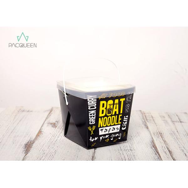 Buy cheap Noodle Paper Takeaway Boxes With Plastic Containers / Handle Custom Printed from wholesalers