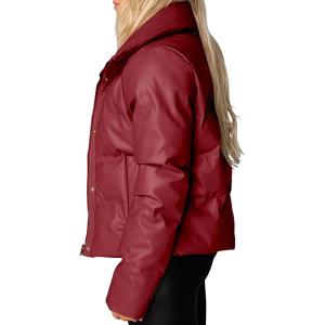 Buy cheap Zip Up Faux Leather Puffer Winter Down Jackets Zipper Closure from wholesalers