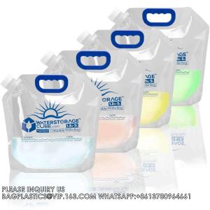 Buy cheap Clear Stand Up Plastic Packaging Bag With Handle Reusable Juice Liquid Nozzle Bag Portable Water Storage Bag from wholesalers