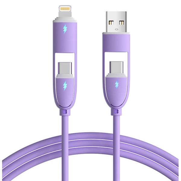 China Multi Function Silicone 4 In 1 Charging Cable 60W Fast Charging USB Data Cable on sale China Multi Function Silicone 4 In 1 Charging Cable 60W Fast Charging USB Data Cable on sale