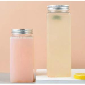 Custom Square Pet Plastic Drinking Bottles With Aluminum Cap