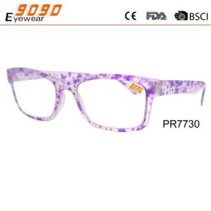 Buy cheap Classic culling rectangle reading glasses with PC frame , plastic hinge, pattern on the frame and temple from wholesalers