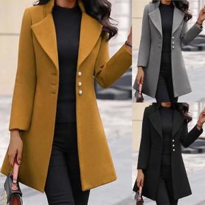 MID Length Woolen Coats For Women Korean Version Wool Lapel Thin Winter Coat