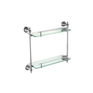 Buy cheap Brass Bathroom Accessory Double Layers Glass Wall Shelves Chrome Finish from wholesalers