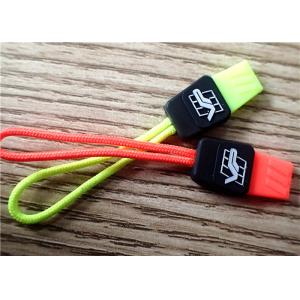 Fluorescent Color Rubber Zipper Puller With Embossment Logo For Garment , Bags ,