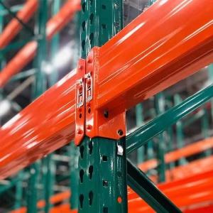 Orange Galvanized Teardrop Pallet Racking , Modular Teardrop Warehouse Shelving